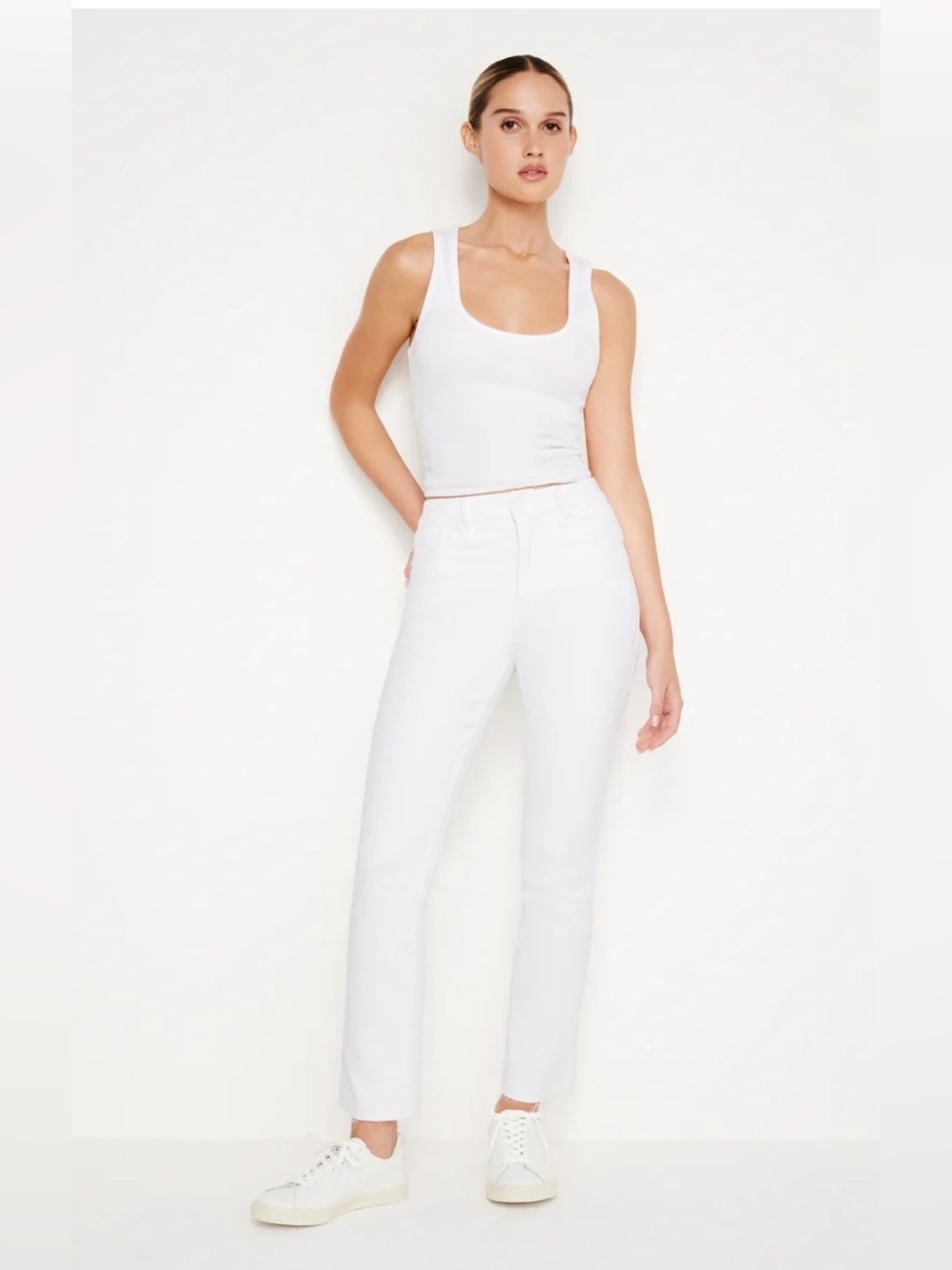 Good American Good Legs Straight Jeans White Size 14